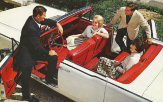 1964 Lincoln Continental Convertible with four friends.